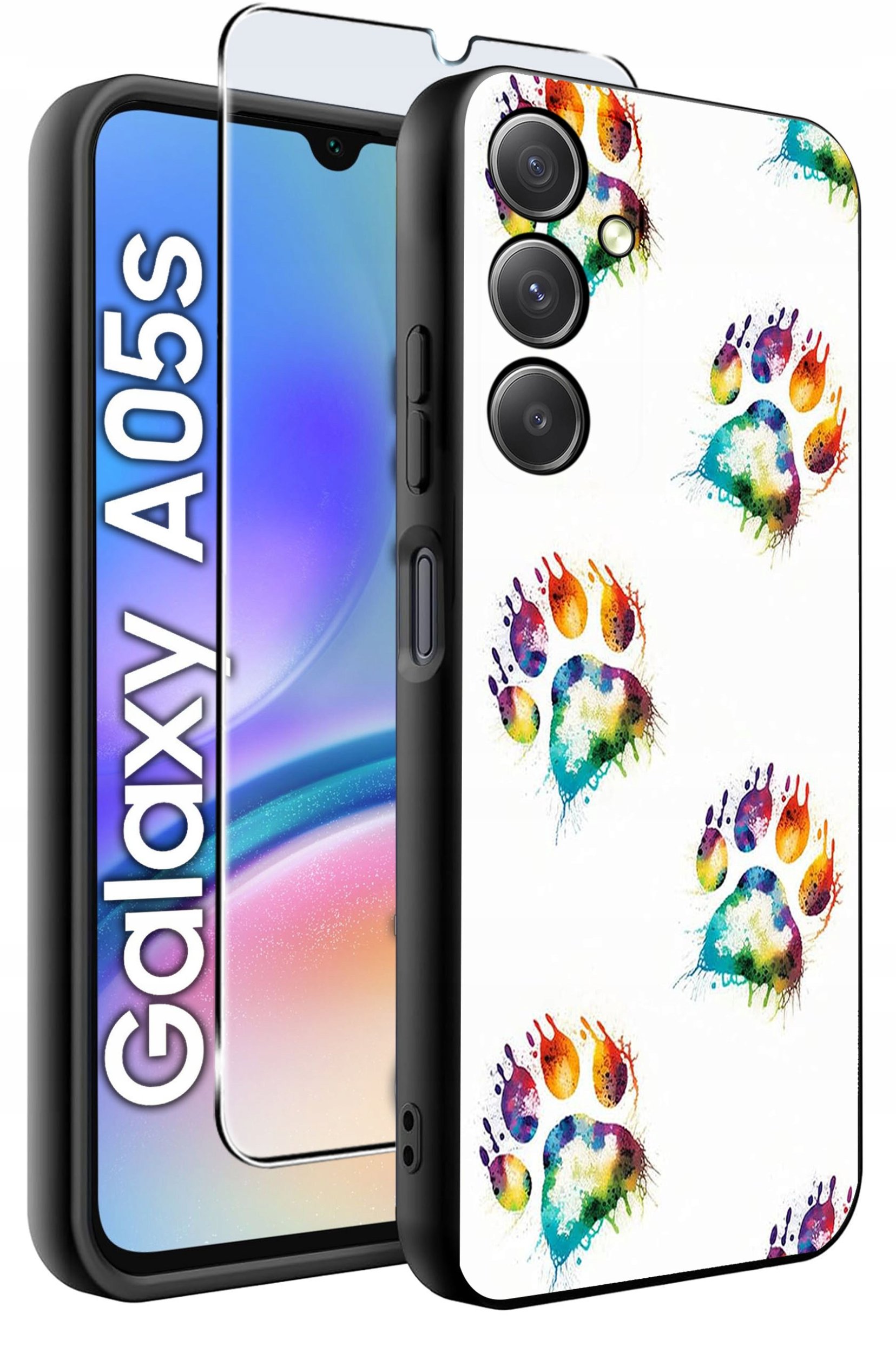 ETUI do Samsung A05s WZORY | SILIKONOWE MATT CASE + SZKŁO 9H