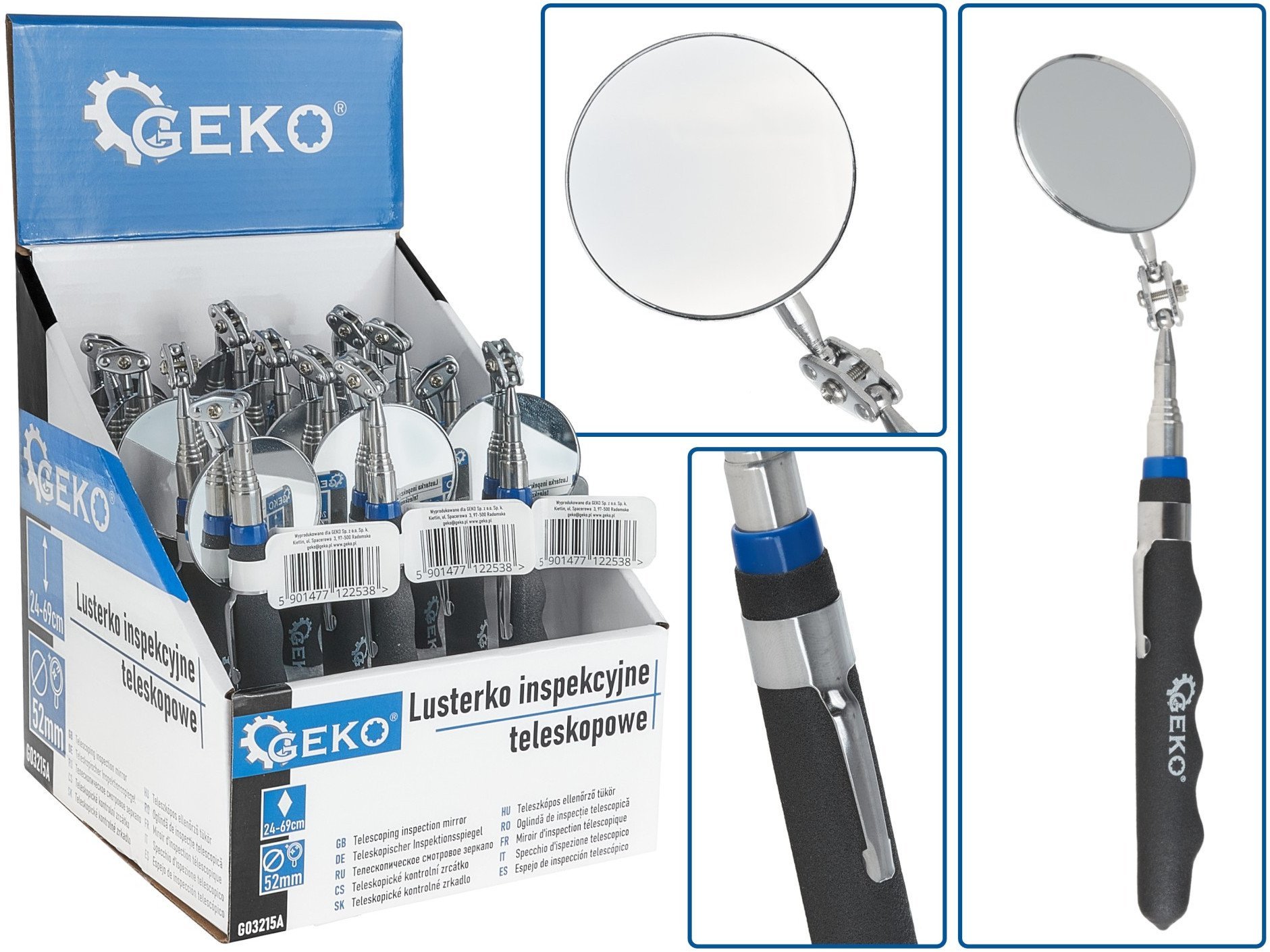Lusterko inspekcyjne teleskopowe 24-69cm – kartonik wystawowy (12/48)