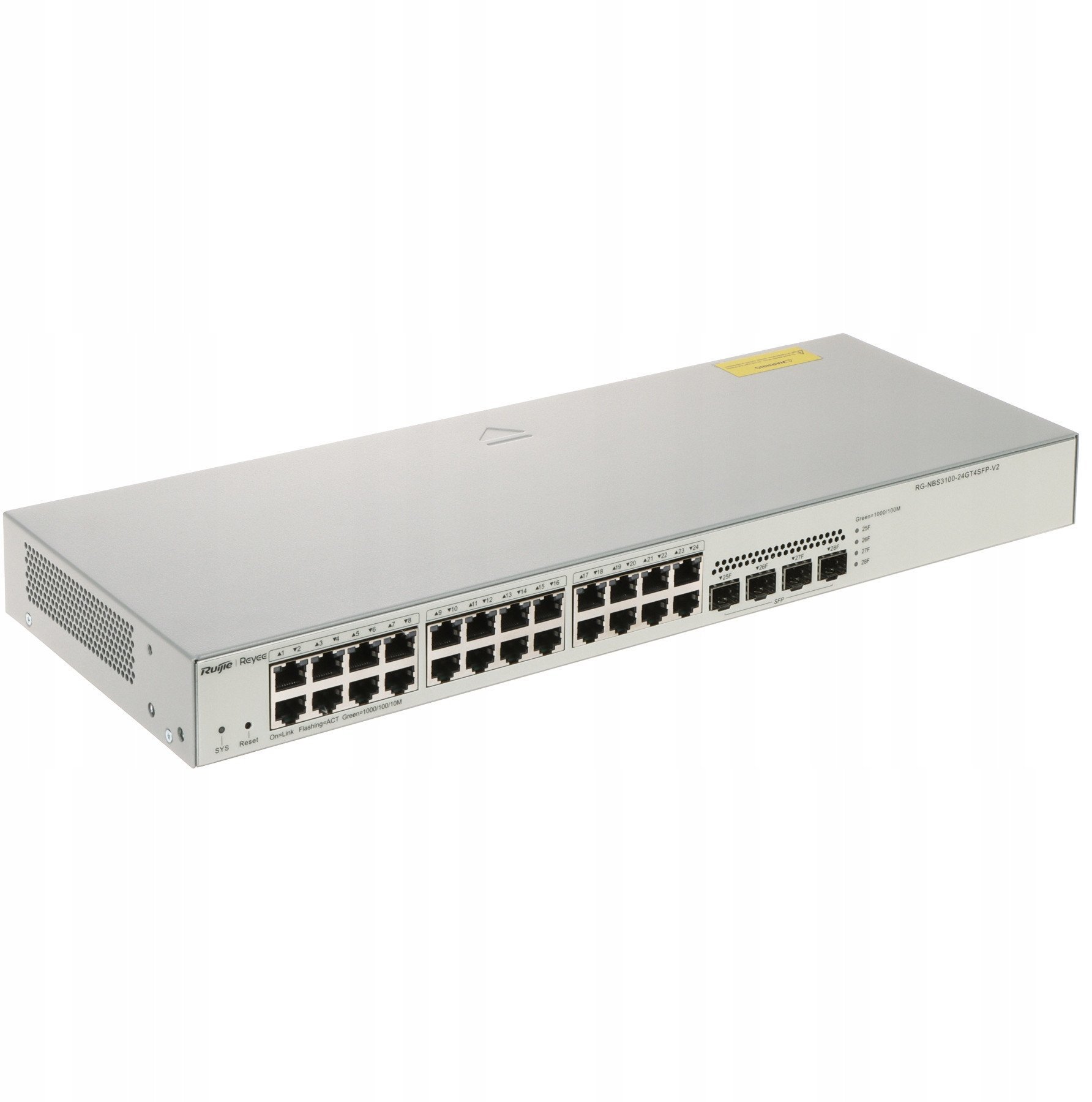 Ruijie Reyee RG-NBS3100-24GT4SFP-V2| Switch Zarządzalny, 28 portów, 24xGE, 4xSFP, L2, Rack, Cloud