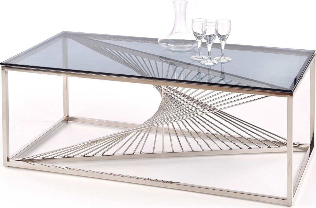 Elior Prostokątna ława w stylu glamour Alisa 3X - Srebrna