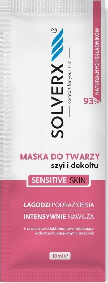 Solverx SOLVERX Sensitive Skin Maska łagodząca do twarzy,szyi i dekoltu do cery wrażliwej 10ml