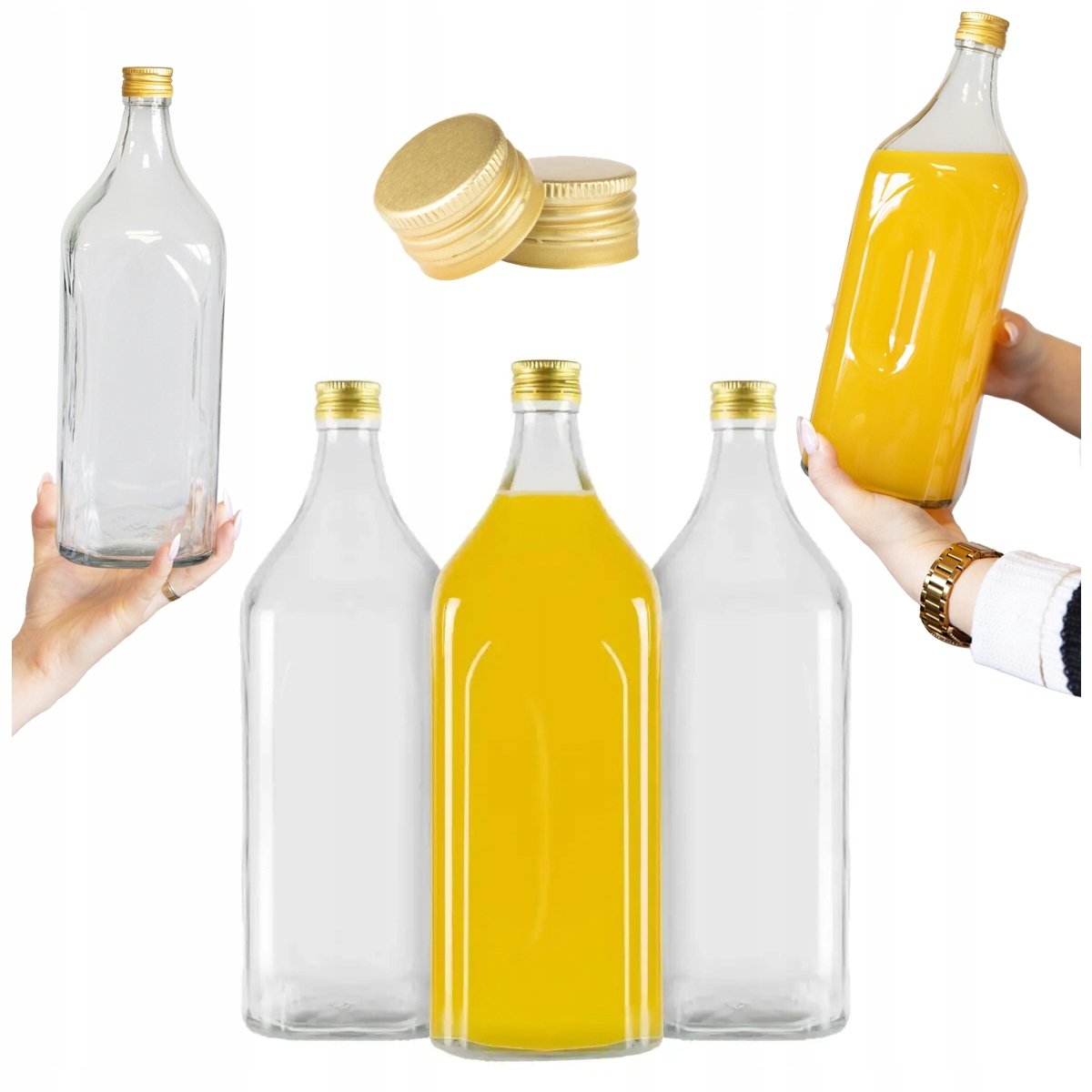 5x Butelka szklana GALON DANIEL 1,75L DAMA NA WINO WHISKY WÓDKĘ GRUBE SZKŁO