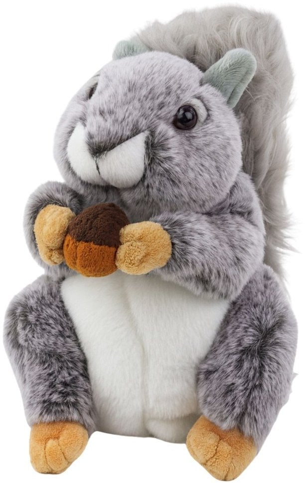 MASKOTKA PLUSZOWA PRZYTULANKA WIEWIÓRKA Z ORZECHEM SZARA 22CM MIĘKKI PLUSZ