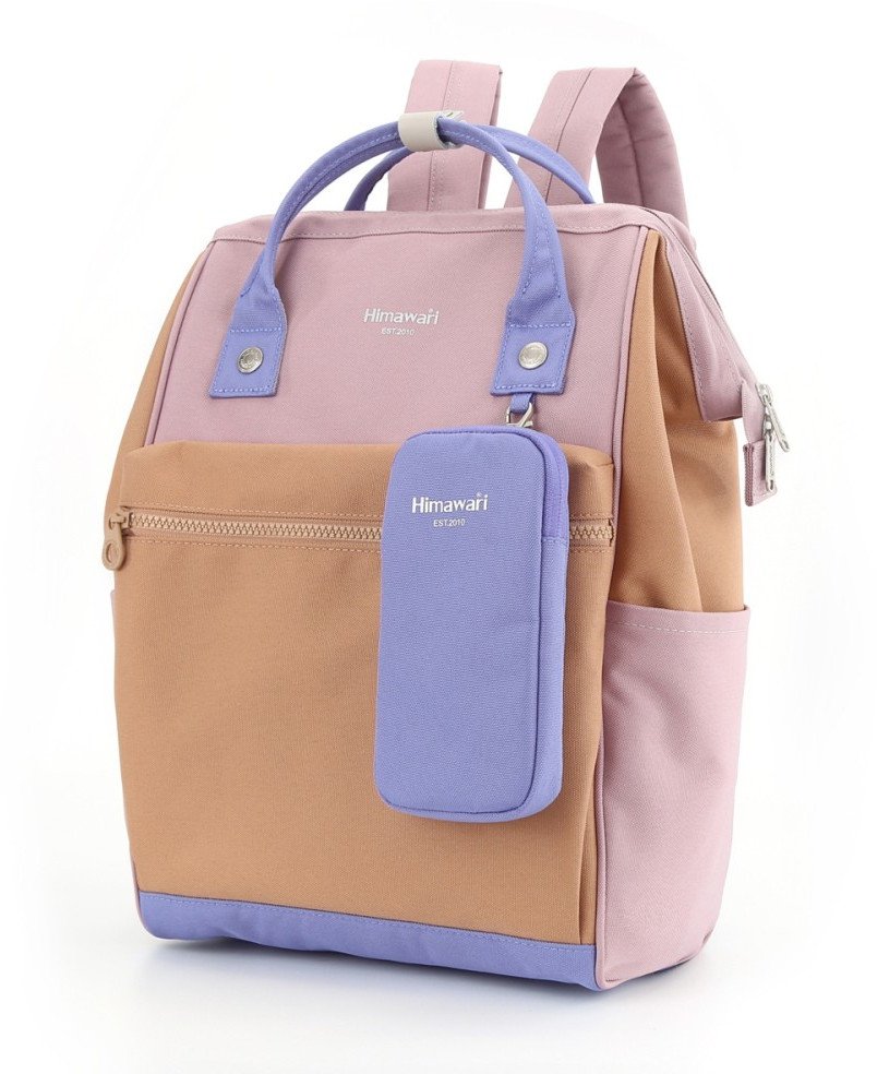 Plecak na laptopa Himawari BAG 1027 do 15.6", pastelowo-różowy, kolorowy