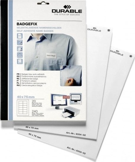 Durable DURABLE Namensschilder Selbstkl. BADGEFIX 40x75mm 240Schilde
