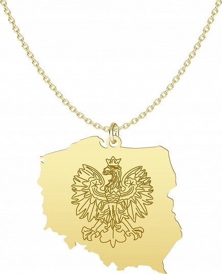 Radziszewska Jewellery Złoty Naszyjnik Mapa Polski Łańcuszek 925 Grawer Dedykacja Prezent