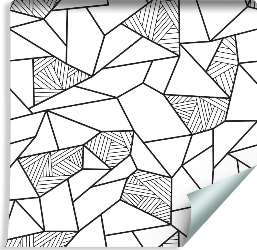 Muralo Tapeta Czarno Biały Wzór Geometryczny