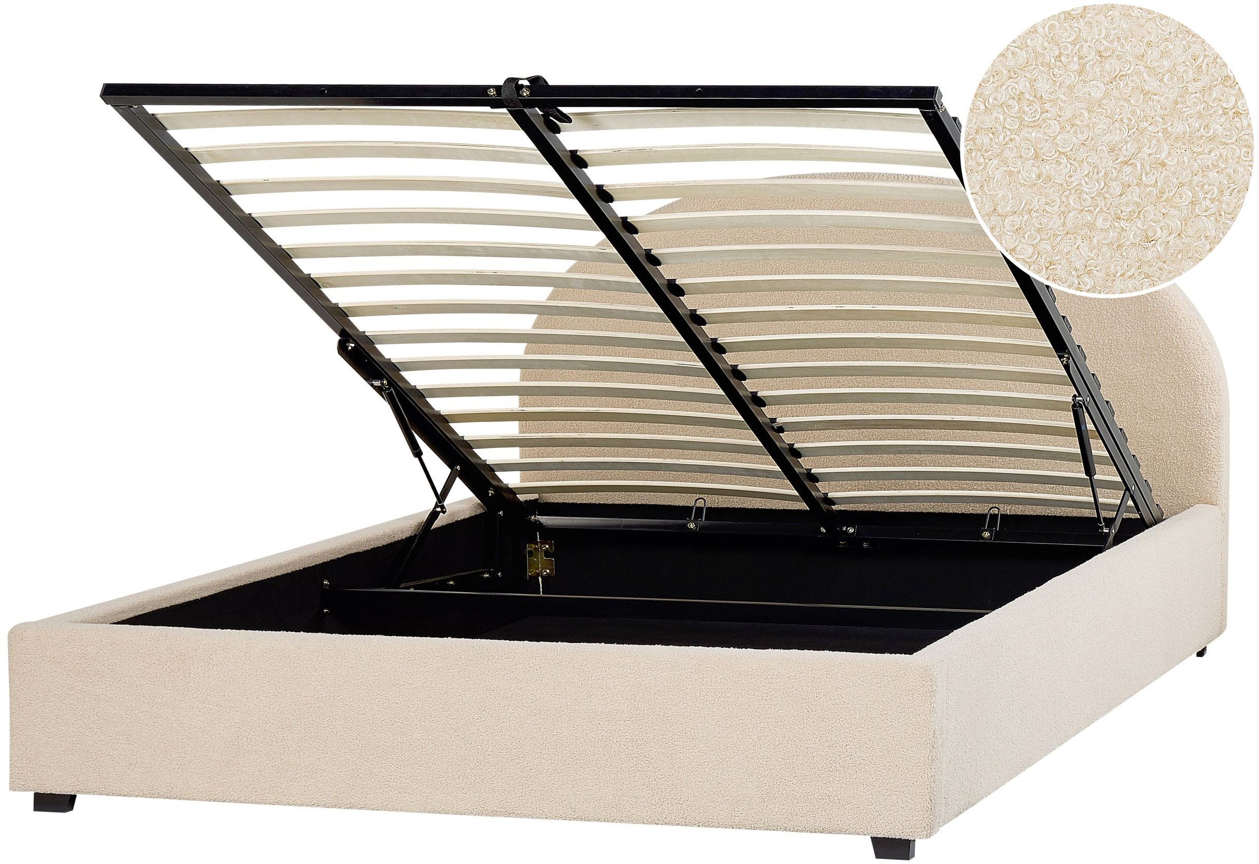 Łóżko z pojemnikiem Boucle VAUCLUSE 160 x 200 cm Beżowy