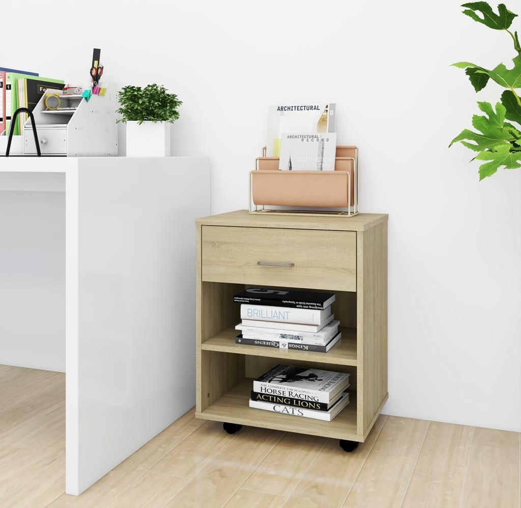 vidaXL Szafka na kółkach, dąb sonoma, 46x36x59 cm, płyta wiórowa