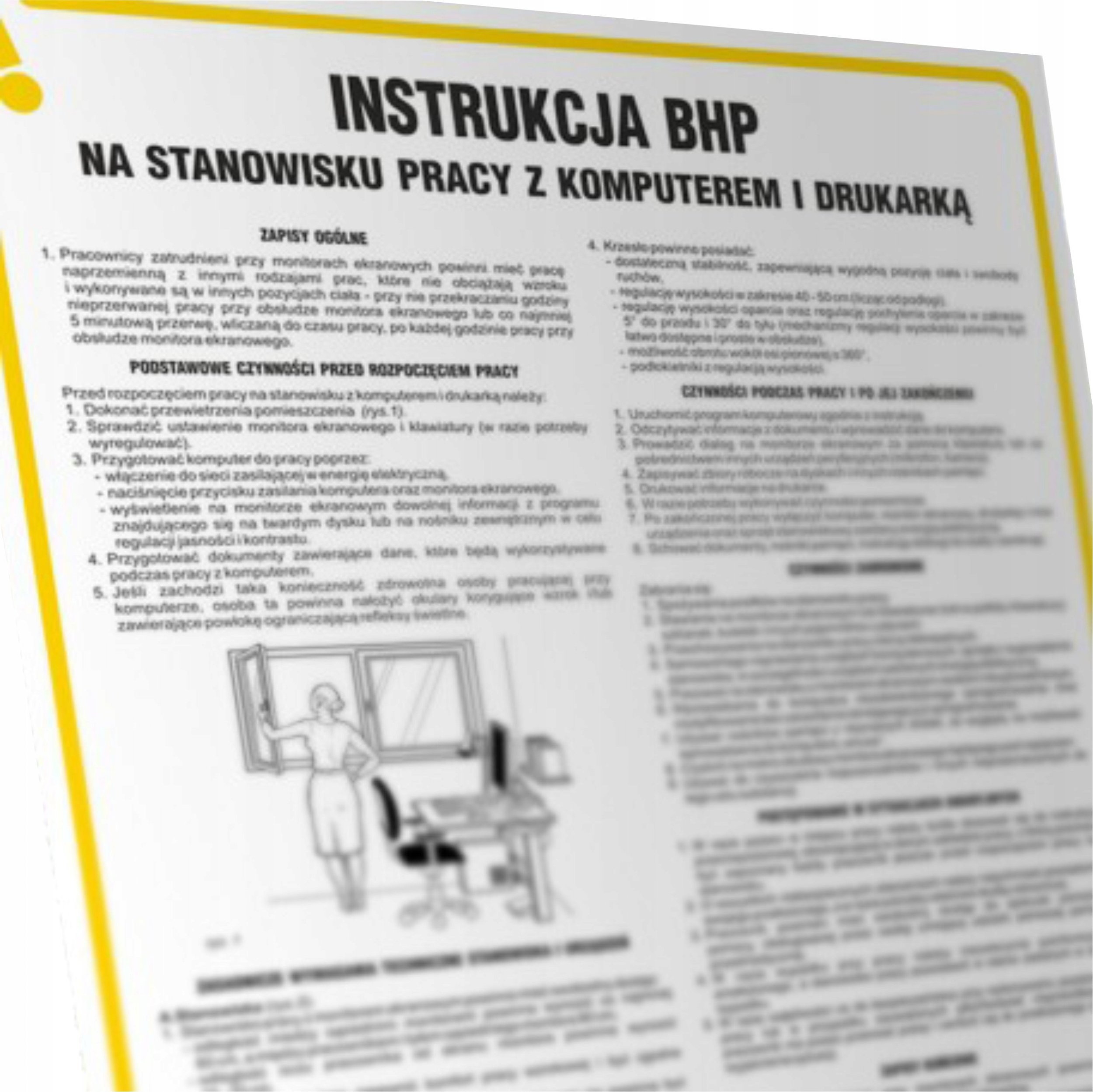 PROCERA Znak TDC, Instrukcja postępowania na stanowisku pracy z komputerem i drukarką