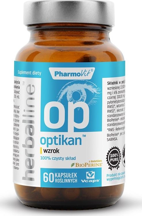 Pharmovit Optikan Herballine 60 Kaps. Na Wzrok Pieprz Czarny Bioperine Ginkgo Biloba Cynk Witamina C Ekstrakt Z Aronii Czarnej