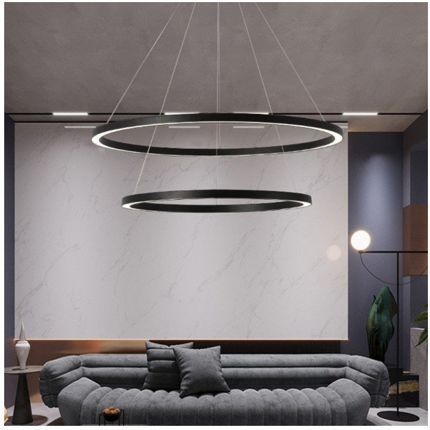 Immax Neo Inteligentna Lampa Wisząca Fino 2 Koła 60+80Cm 93W Czarna Zigbee 3.0