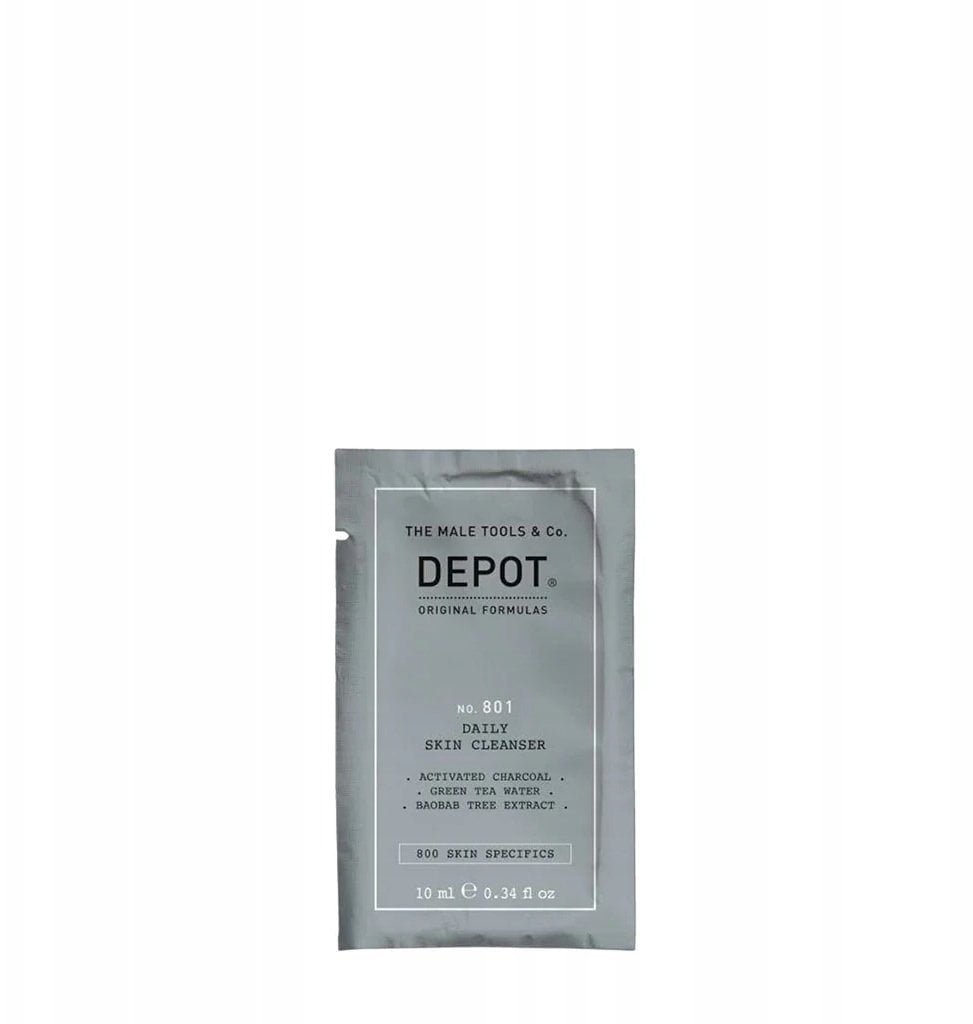 Depot, 800 Skin Specifics No. 801, Activated Charcoal, Detoxifying, Cleansing Gel, For Face, 10 ml For Men