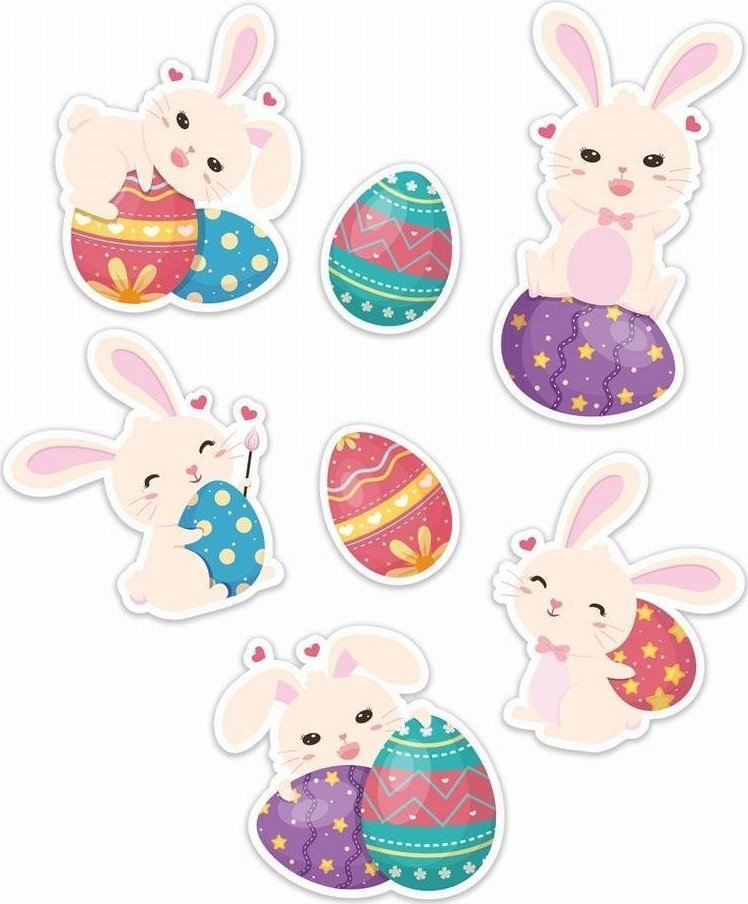 LearnHow Dekoracje okienne wielkanocne - Zajączki 01 7szt