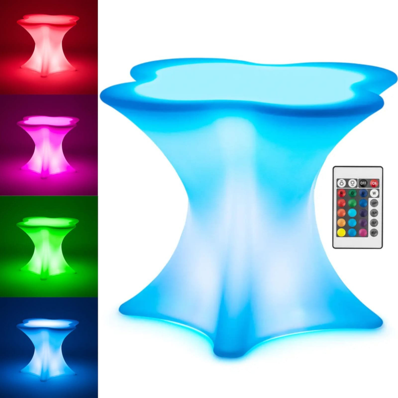 Royal Catering Stolik barowy klubowy podświetlany RGBW LED 80 x 80 x 110 cm