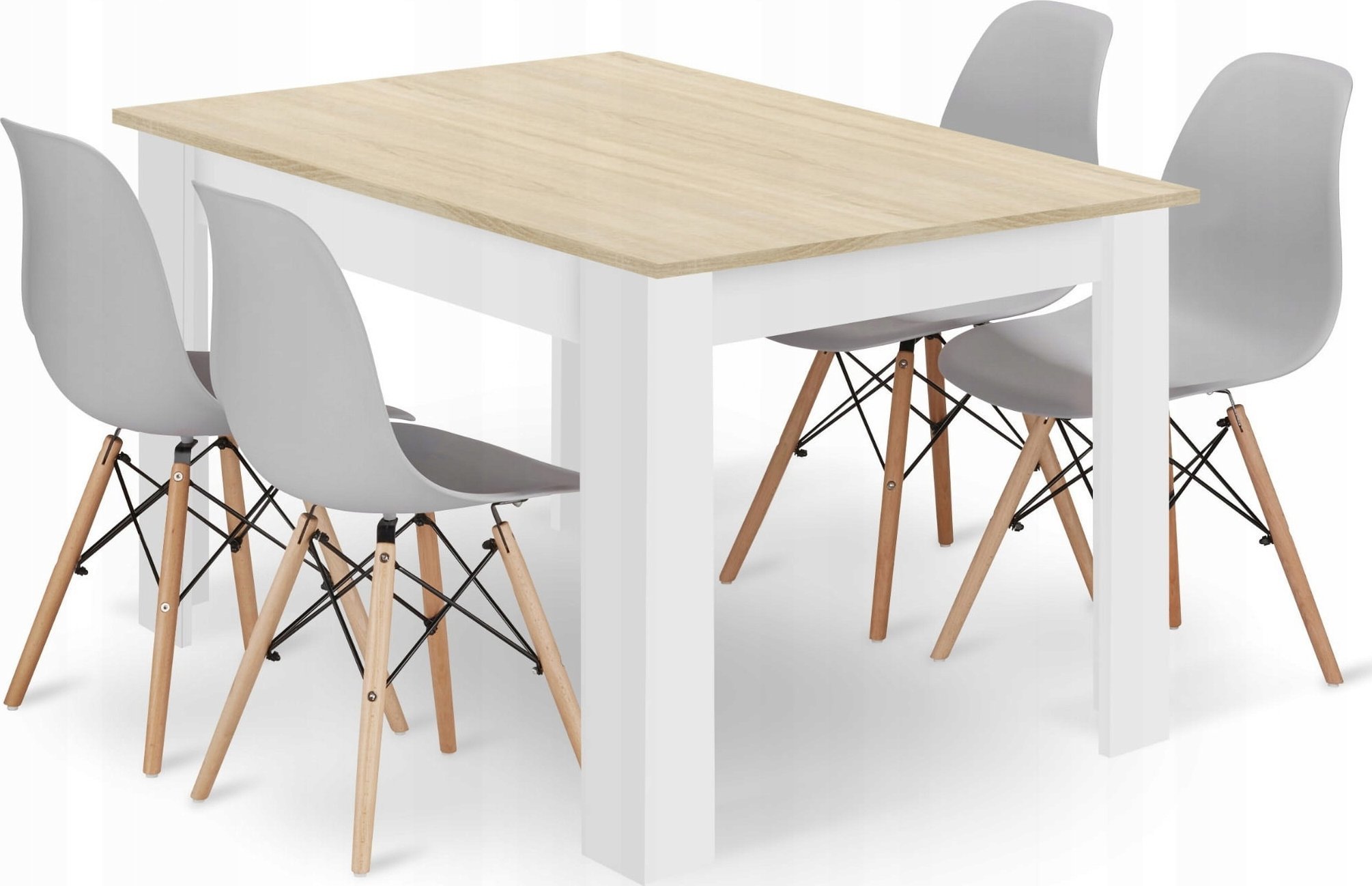 Leobert Zestaw stół prostokątny 120x80 dąb sonoma + 4 krzesła OSAKA szare