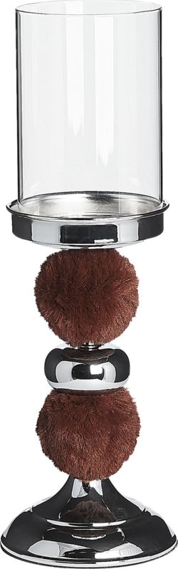 Beliani Świecznik 38 cm srebrno-brązowy PADRE