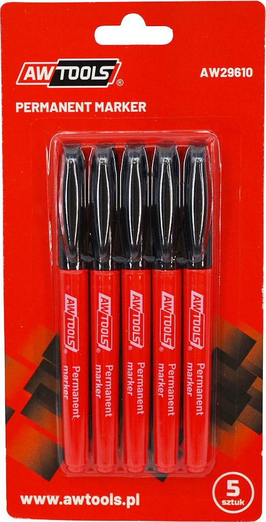 AWTools AWTOOLS MARKERY PERMANENTNE CIENKIE CZARNE 5szt. AW29610