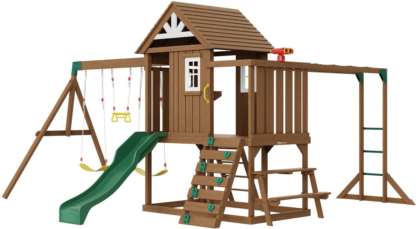 PLAC ZABAW Domek dla dzieci huśtawka 10 w 1 drewniany