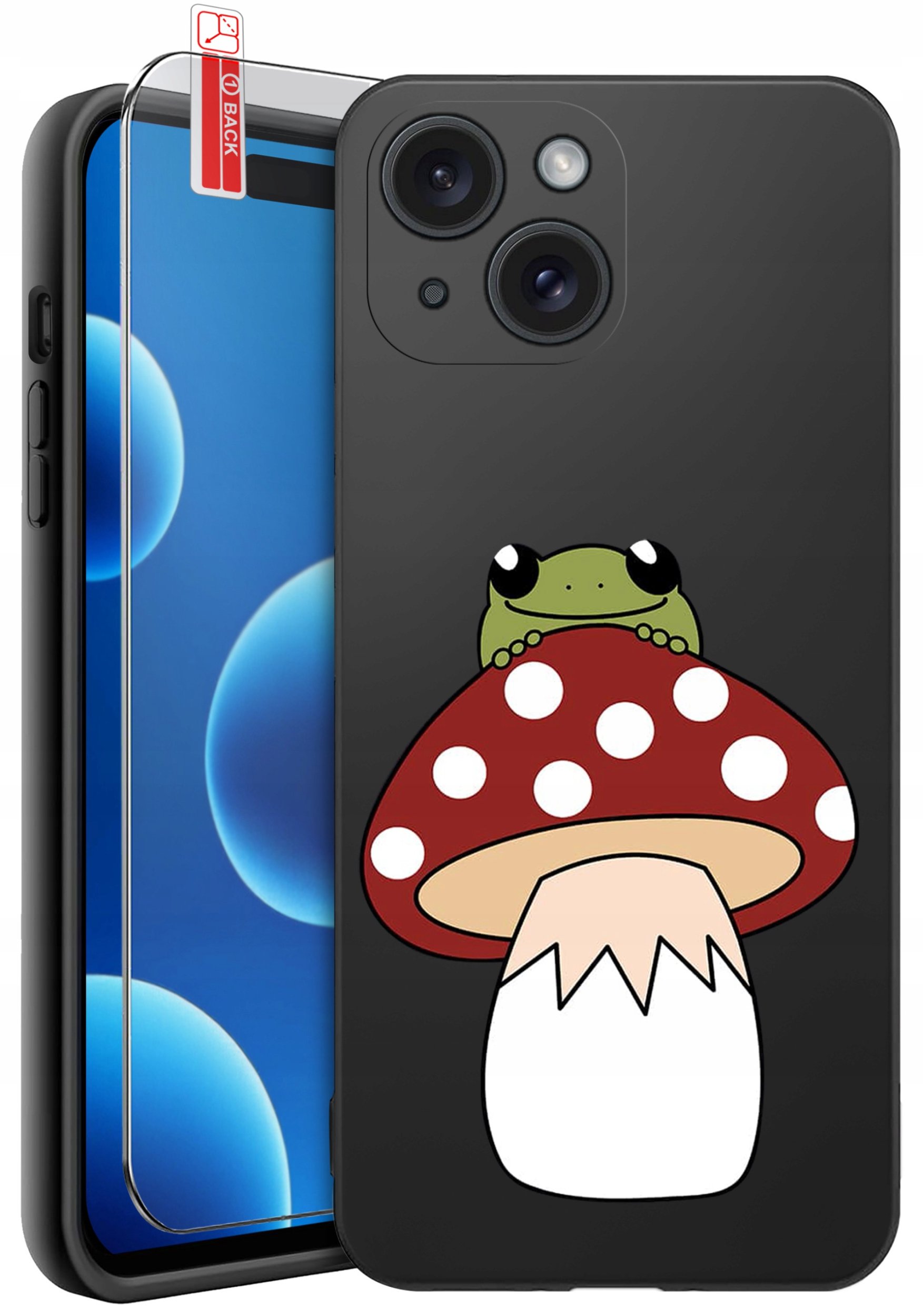 ETUI do iPhone 15 | WZORY | SILIKONOWE MATT CASE + SZKŁO 9H