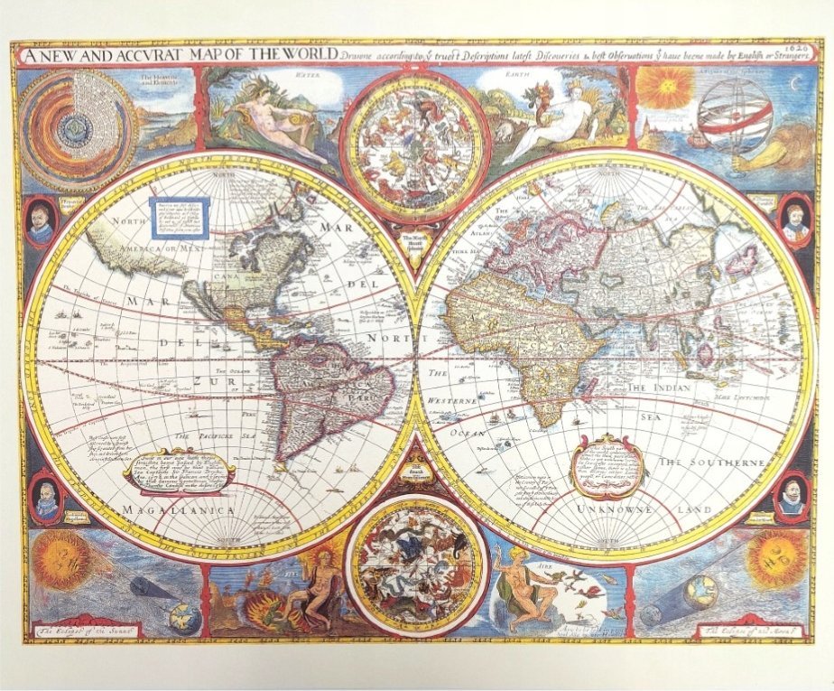Mapa Świata Retro - John Speed, 1651 r. M1651