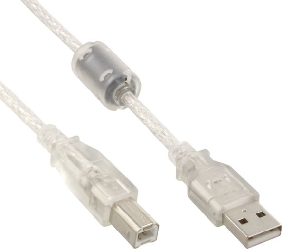 Kabel USB InLine USB-A - USB-B 0.3 m Przezroczysty (34503)