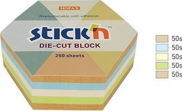 Stickn Notes sześciokąt, 61x70mm, mix 5 kol. pastelowych+ recykling, 250kart. Stick"n 21828