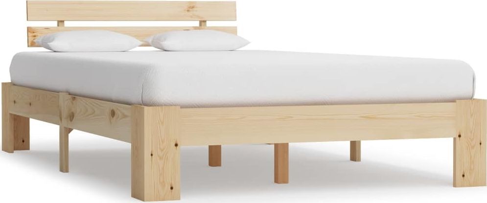 vidaXL Rama łóżka, lite drewno sosnowe, 140 x 200 cm