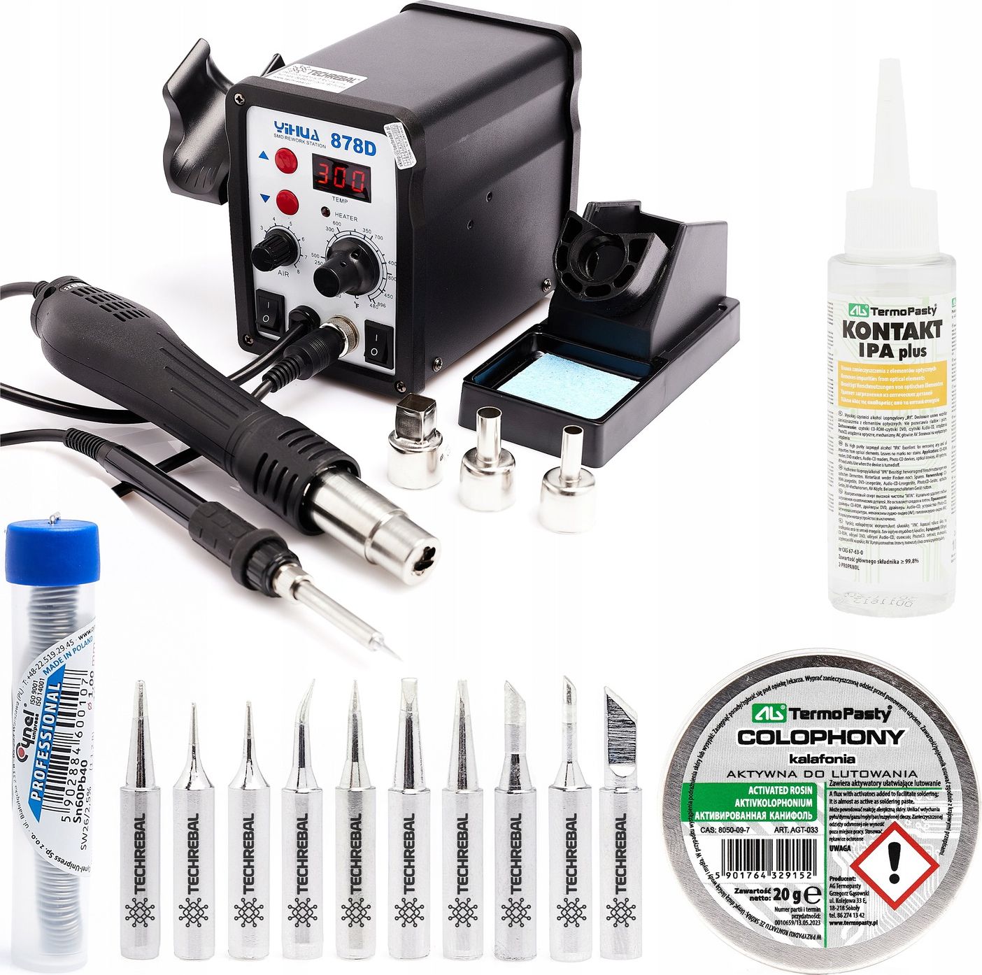 Techrebal Zestaw stacja lutownicza Yihua 878D Groty KIT10