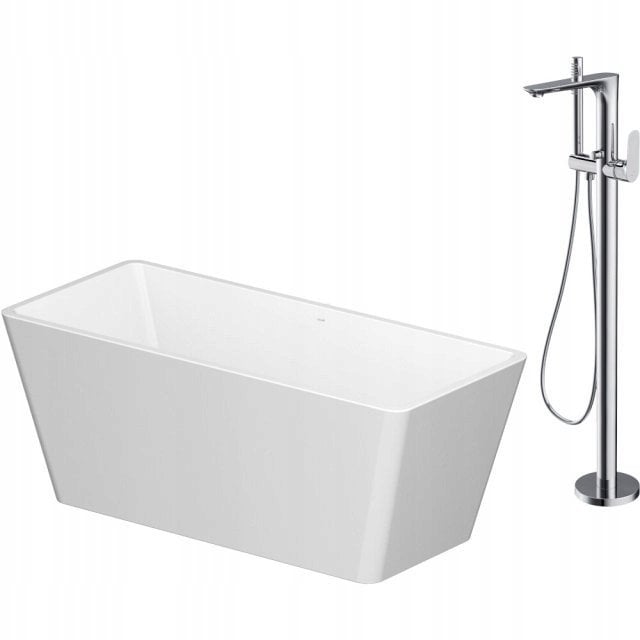 Wanna Cersanit SET B723: Wanna wolnostojąca prostokątna CREA 162x72 z baterią wolnostojącą CREA chrom (S601-142)