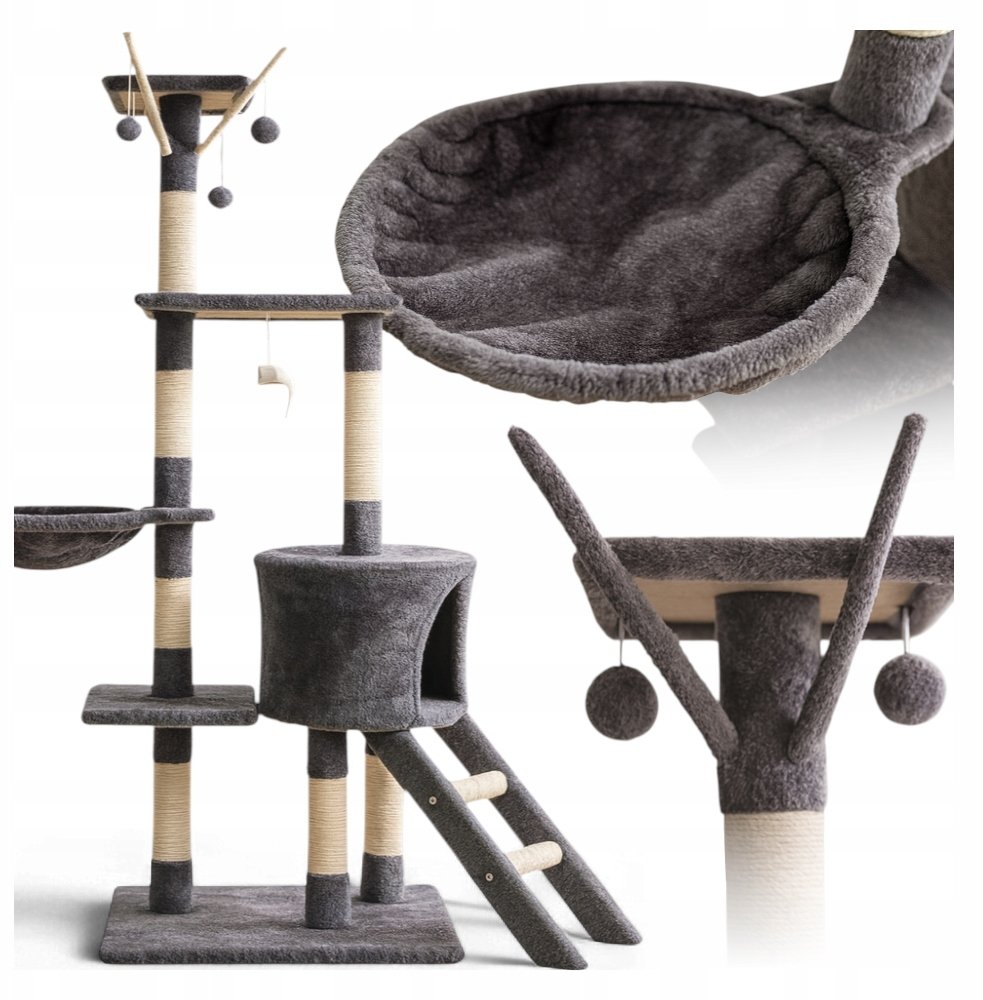 DRAPAK DLA KOTA DUŻY XXL 138CM SZARY KANZA