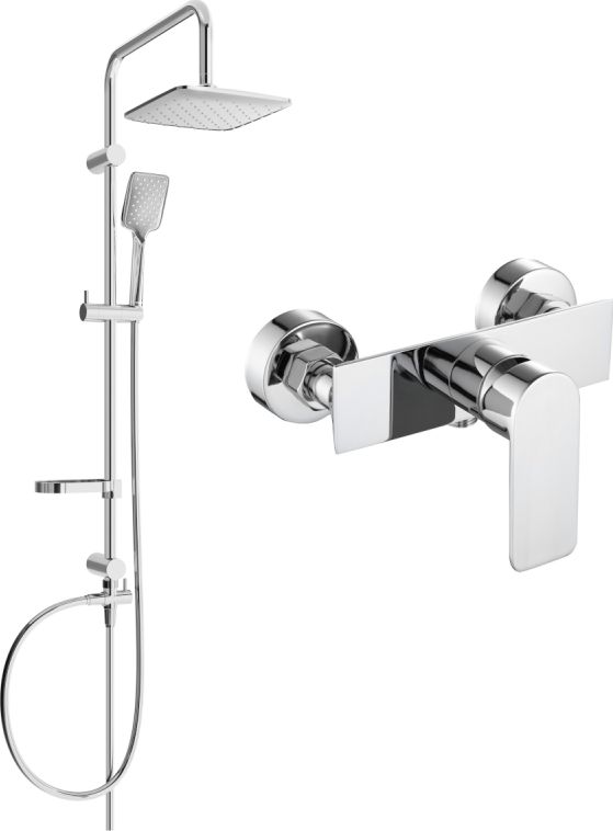 Zestaw prysznicowy Mexen Mexen Sven zestaw prysznicowy natynkowy z deszczownicą i baterią prysznicową Alfa, chrom - 745740262-00