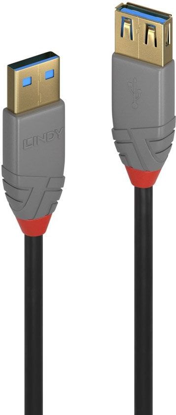 Kabel USB Lindy USB-A - USB-A 0.5 m Czarno-szary (36760)