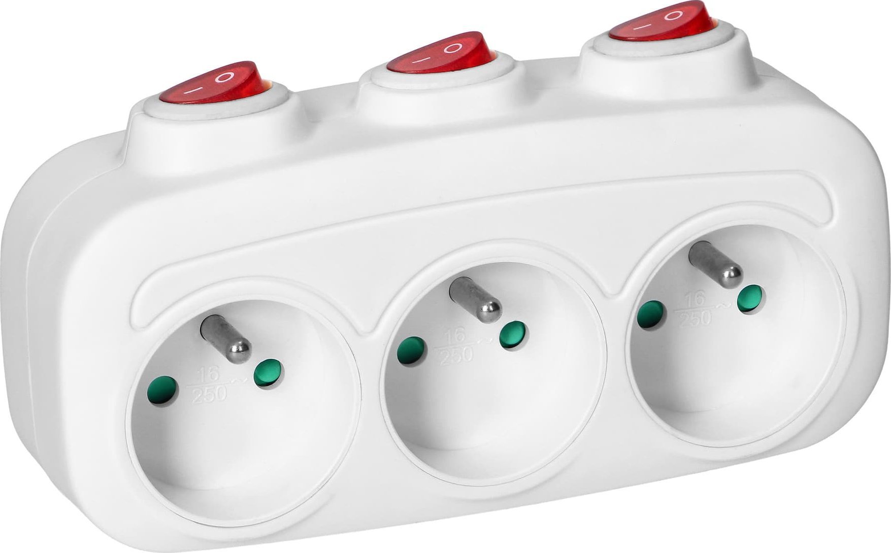 Orno Rozgałęźnik 3x2P+Z z 3 włącznikami