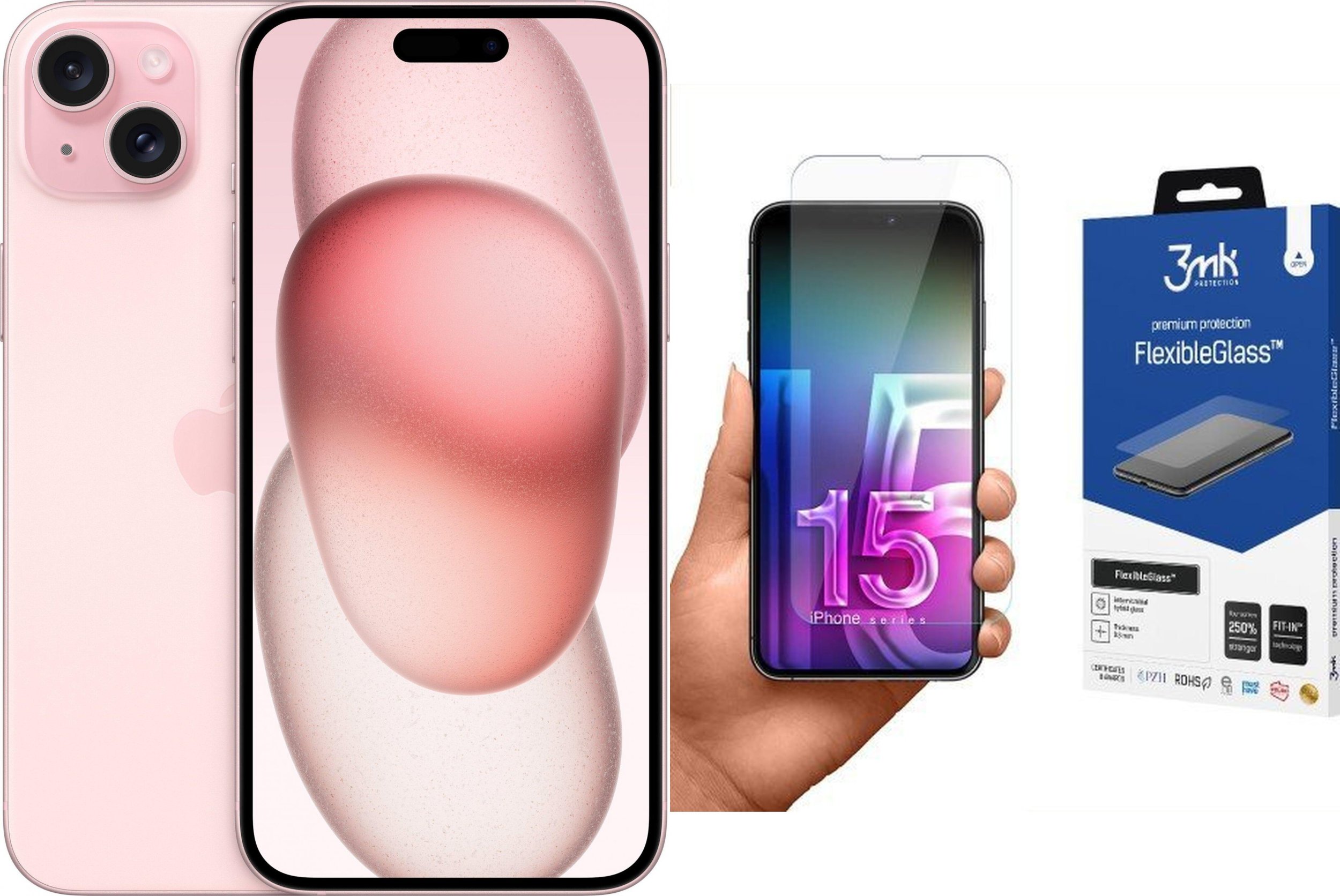 Smartfon Apple iPhone 15 Plus 256GB Pink (MU193) + FlexibleGlass