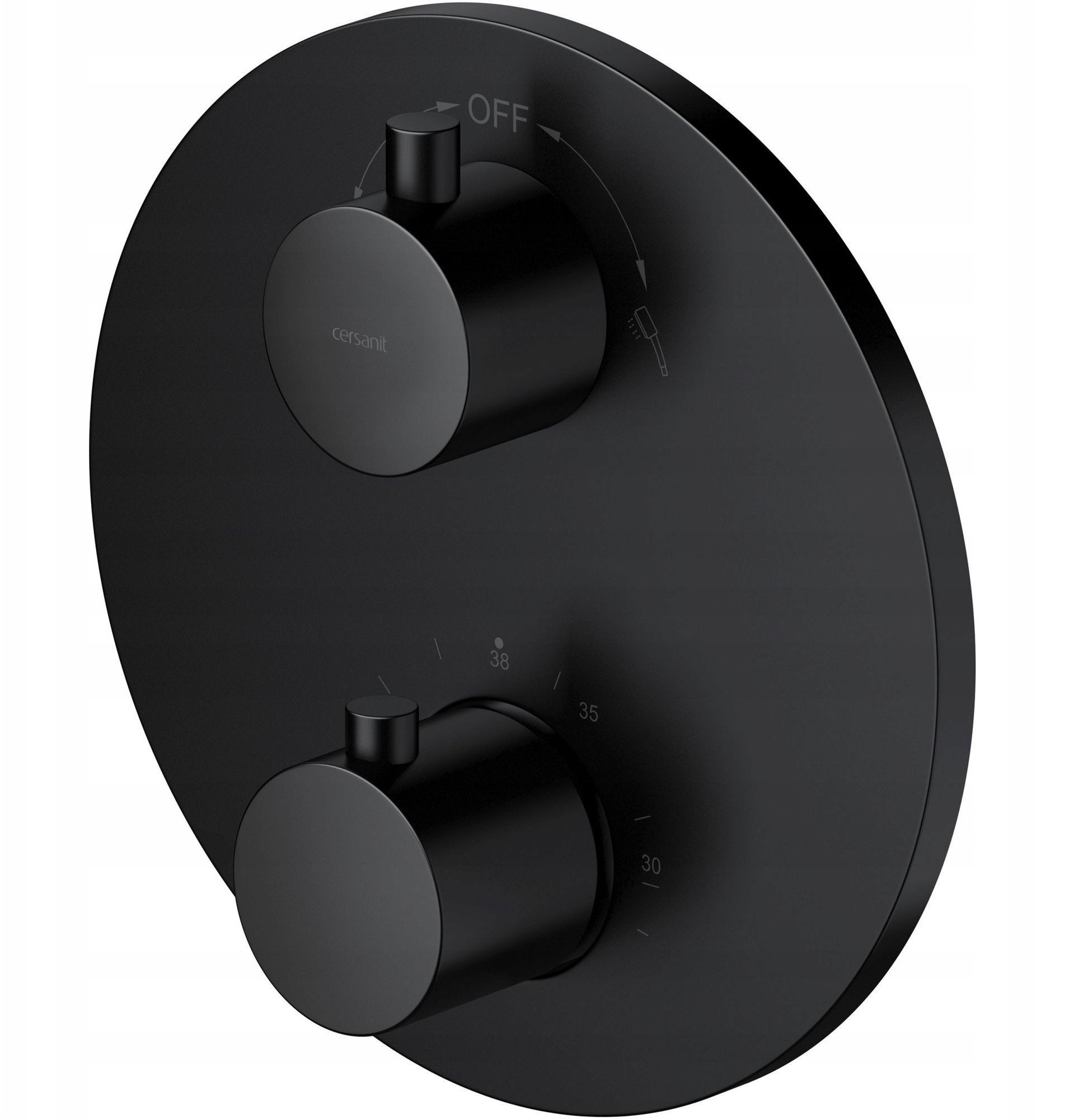 Bateria prysznicowa Cersanit (baterie wannowo-prysznicowe podtynkowe) Bateria wannowo-natryskowa termostatyczna podtynkowa ZEN czarna, z boksem (S951-