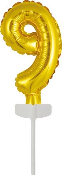 AMSCAN Balon foliowy mini cyfra 9 złota 7x12cm