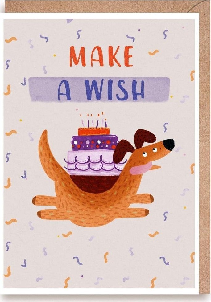 Kartka urodzinowa Pies Make a wish