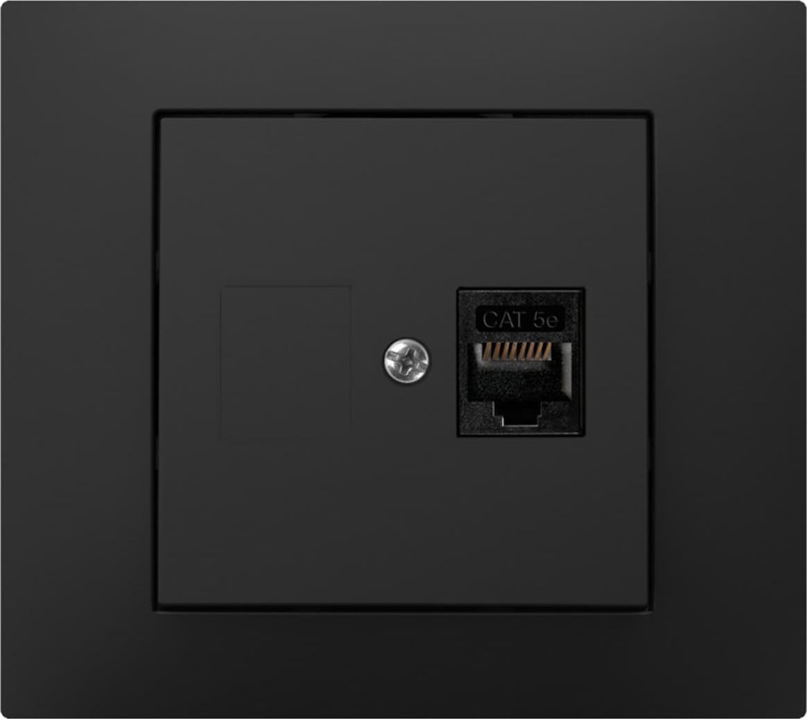 Elektro-Plast Vestra Gniazdo komputerowe pojedyncze RJ45 bez ramki podtynkowe IP20 czarny 3848-19
