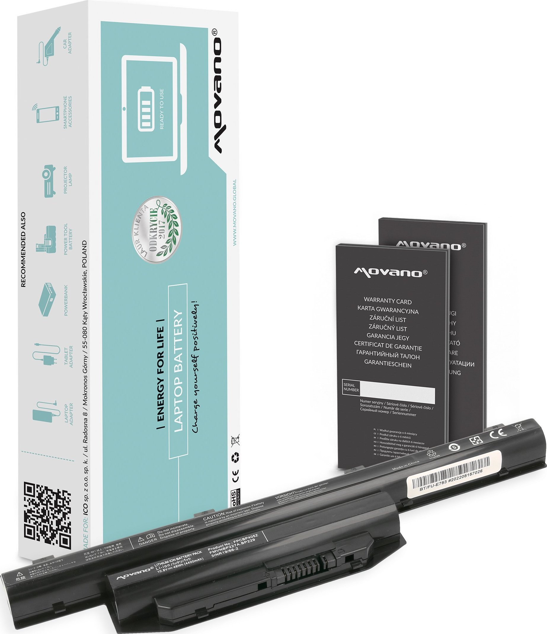 Bateria Movano Bateria FPCBP405Z do Fujitsu Lifebook E744 E753