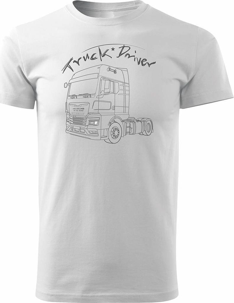 Topslang Koszulka z ciężarówką Man prezent dla kierowcy Tira TIR męska biała REGULAR XXL