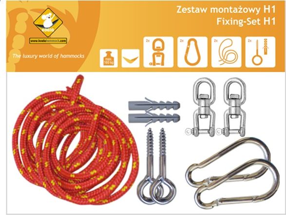 Koala Zestaw montażowy H1 do hamaków, Czerwony (koala/zh1)