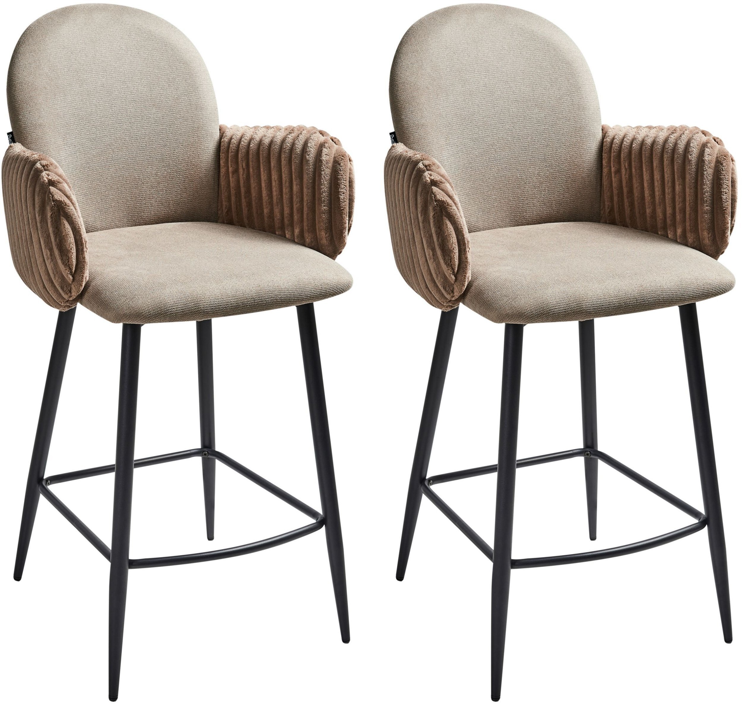 Beliani Zestaw 2 barowych krzeseł AMITY beżowo-szarych