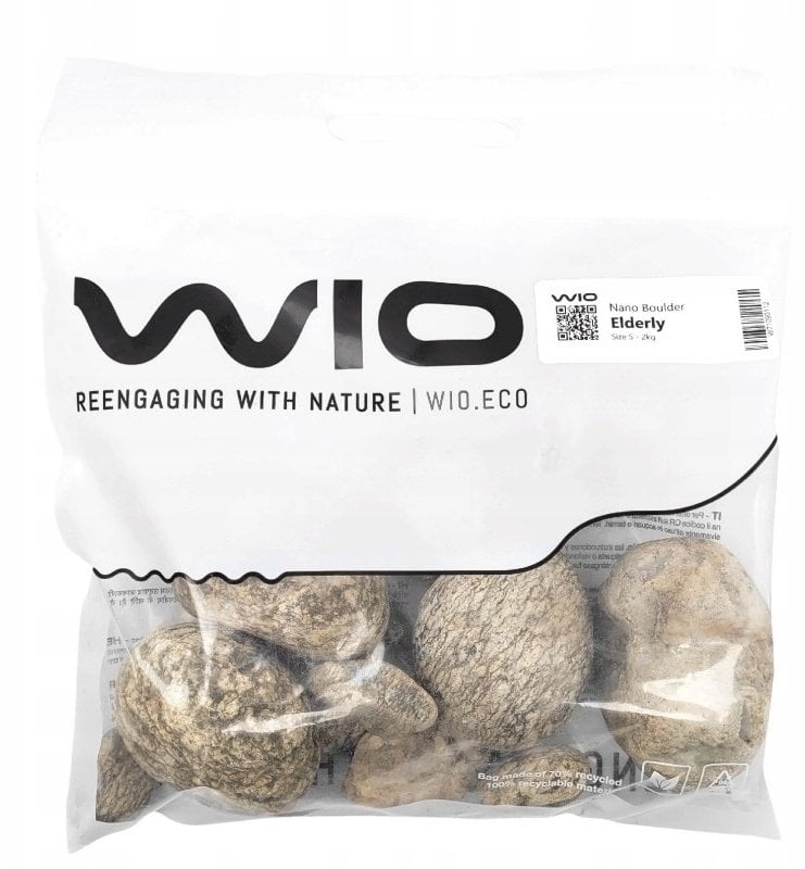WIO Elderly Nano Boulder, kamień dekoracyjny, do akwarium i terrarium, szary, 2kg, worek