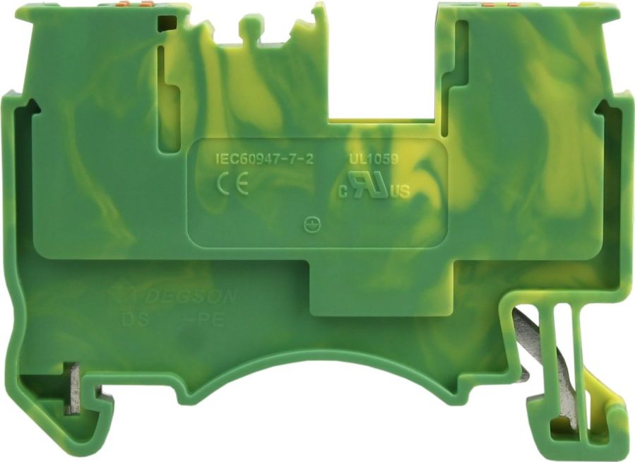 Degson Złączka szynowa przelotowa zaciskowa żółto-zielona PE 1,5mm2 1P UL