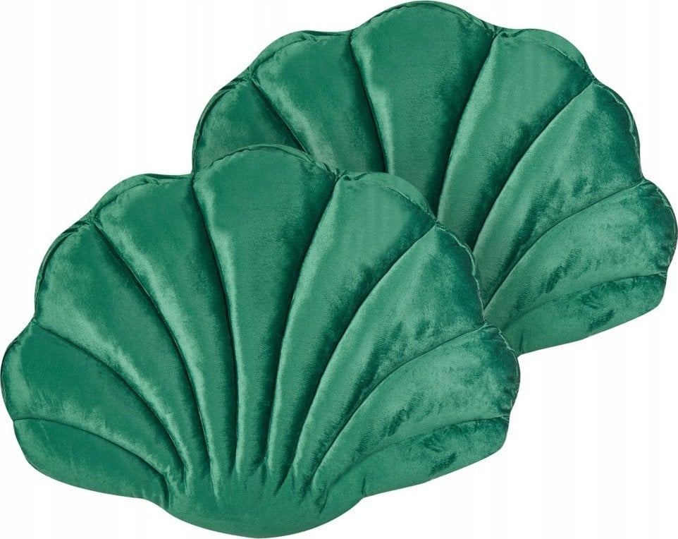 Beliani 2 poduszki dekoracyjne muszle welurowe 47 x 35 cm zielone CONSOLIDA