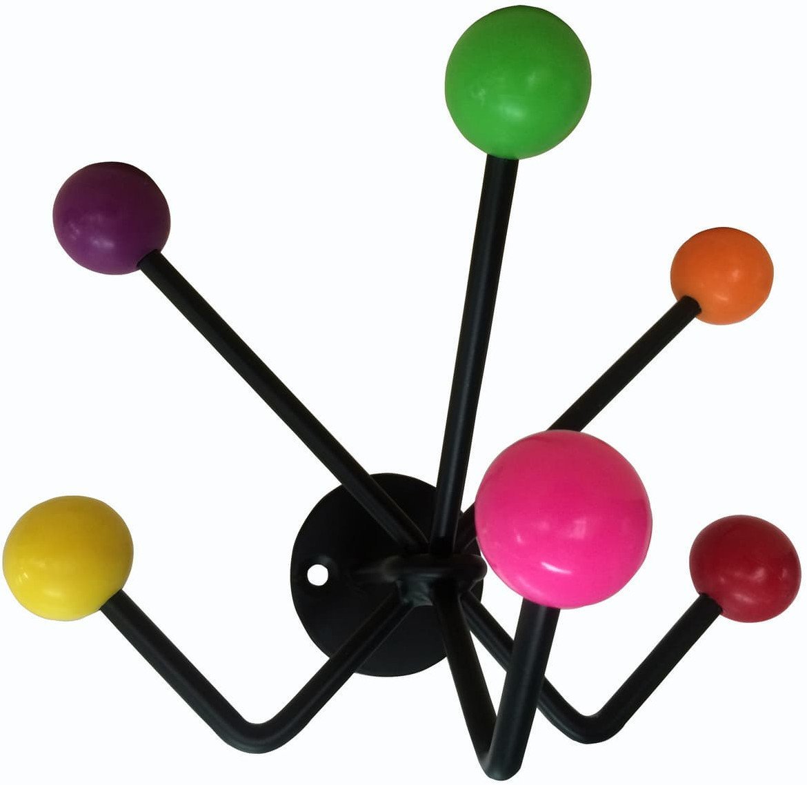 Knagerække 6 kroge sort, multi