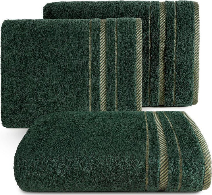 Ręcznik bawełniany z bordiurą KORAL 70X140 ciemnozielony