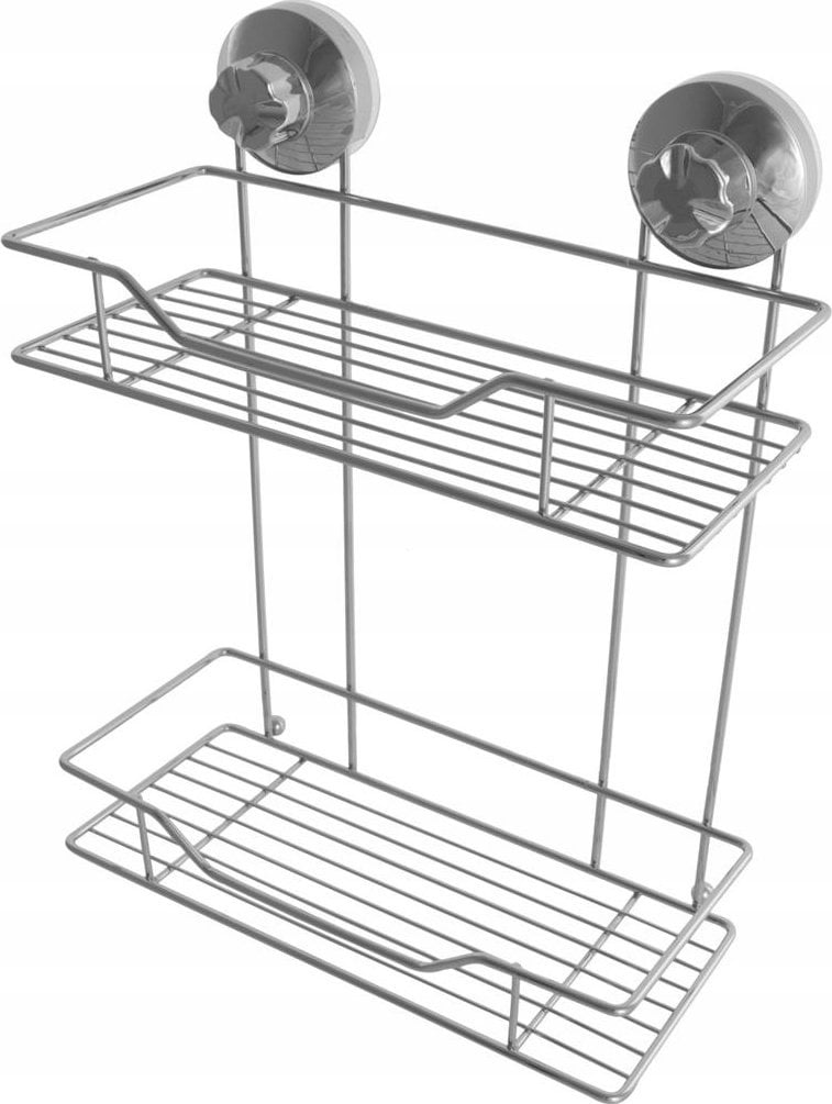 5five Półka łazienkowa, wisząca na przyssawki, 2 poziomy, stal chromowana, narożna