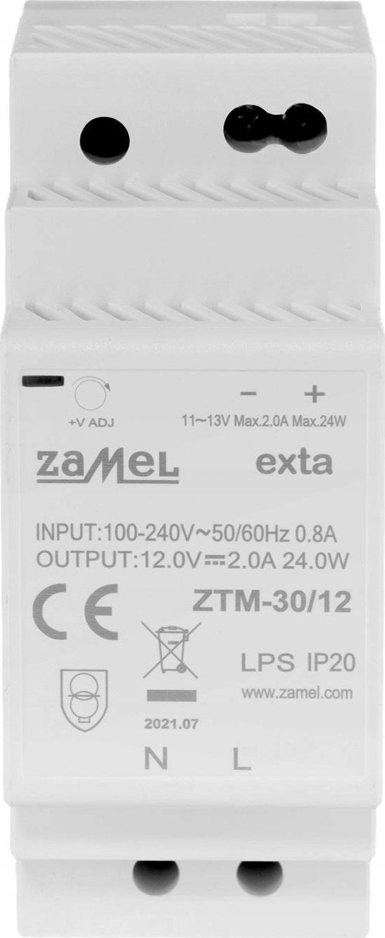 Zamel Zasilacz impulsowy montowany na szynie TH-35 (DIN) , 30W, 12V DC typ: ZTM-30/12 EXT10000281